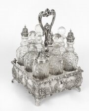 Antique Victorian Silver Plated 8 Bottle Cruet Set Walker & Hall Circa 1845 | Ref. no. X0017 | Regent Antiques