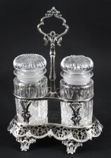 Antique Victorian Silver Plated Twin Cut Glass  Bottle Pickle Set 19th C | Ref. no. X0019 | Regent Antiques