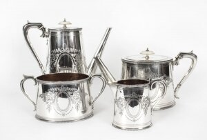 Antique Victorian Silver Plated Four Piece Tea & Coffee Set Elkington 19th C