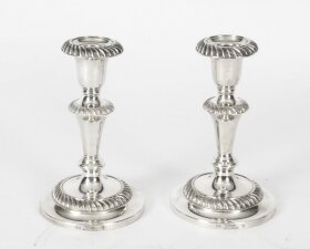 Antique Pair Silver Plate Candlesticks by Sydney Latimer C1910 | Ref. no. X0027 | Regent Antiques