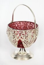 Antique  Silver plate & Cranberry Glass Bon Bon Dish 19th Century | Ref. no. X0052 | Regent Antiques