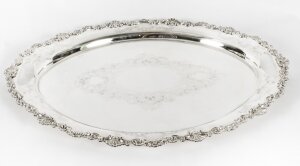 Antique Irish Silver Plated Oval Twin Handled Tray W. Gibson 1870
