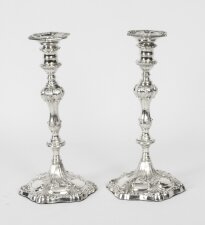 Antique Victorian Pair Rococo Silver Plated Candlesticks Early 19th C | Ref. no. X0087 | Regent Antiques