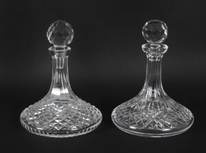 Vintage Pair cut glass ship& 39 s decanters 20th Century