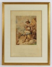 Antique Italian Water Colour Titled & 34 Contadino Di Sabina& 34 19th C