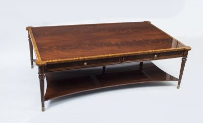 Stunning Flame Mahogany Coffee Table With Two Drawers Ref No 01078 Stunning Flame Mahogany Coffee Table With Two Drawers