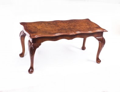 Vintage Burr Walnut Queen Anne Style Coffee Table C 1950 Ref No Vintage Burr Walnut Queen Anne Style Coffee Table Sold