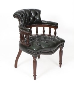 English Hand Made Leather Captains Desk Chair Olive Ref No 08131 English Hand Made Leather Captains Desk Chair Olive