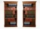 Vintage Pair Sheraton Style Burr Walnut Open Bookcases Late 20th C | Ref. no. 05519a | Regent Antiques