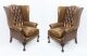 Bespoke Pair Leather Chippendale Wingback Armchairs Saddle | Ref. no. 06566c | Regent Antiques