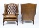 Bespoke Pair Leather Chippendale Wingback Armchairs Saddle | Ref. no. 06566c | Regent Antiques