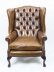 Bespoke Leather Chippendale Wingback Chair Armchair yellow tan | Ref. no. 06566d | Regent Antiques