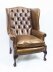 Bespoke Leather Chippendale Wingback Chair Armchair yellow tan | Ref. no. 06566d | Regent Antiques