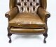 Bespoke Leather Chippendale Wingback Chair Armchair yellow tan | Ref. no. 06566d | Regent Antiques