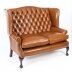 Bespoke English Leather Chippendale Club Settee Sofa Bruciato | Ref. no. 06770 | Regent Antiques