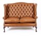 Bespoke English Leather Chippendale Club Settee Sofa Bruciato | Ref. no. 06770 | Regent Antiques