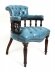 Bespoke English Hand Made Leather Captains Desk Chair Blue Teal | Ref. no. 08131a | Regent Antiques