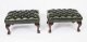 Bespoke Pair of Chippendale Ball & Claw Leather Stools Emerald Green | Ref. no. 08541a | Regent Antiques