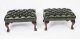 Bespoke Pair of Chippendale Ball & Claw Leather Stools Emerald Green | Ref. no. 08541a | Regent Antiques
