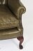 Bespoke Pair Leather Chippendale Wingback Armchairs Alga Green | Ref. no. 08845g | Regent Antiques