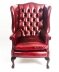 Bespoke Pair Leather Chippendale Wingback Armchairs Crimson | Ref. no. 08845r | Regent Antiques