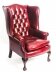 Bespoke Pair Leather Chippendale Wingback Armchairs Crimson | Ref. no. 08845r | Regent Antiques