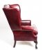 Bespoke Pair Leather Chippendale Wingback Armchairs Crimson | Ref. no. 08845r | Regent Antiques