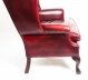 Bespoke Pair Leather Chippendale Wingback Armchairs & Pair Stools Crimson | Ref. no. 08847rs | Regent Antiques