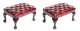 Bespoke Pair Leather Chippendale Wingback Armchairs & Pair Stools Crimson | Ref. no. 08847rs | Regent Antiques