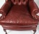 Bespoke Pair Leather Queen Anne Wingback Armchairs Chestnut | Ref. no. 09048a | Regent Antiques