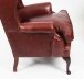 Bespoke Pair Leather Queen Anne Wingback Armchairs Chestnut | Ref. no. 09048a | Regent Antiques