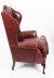 Bespoke Pair Leather Queen Anne Wingback Armchairs Chestnut | Ref. no. 09048a | Regent Antiques