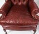 Bespoke Leather Queen Anne Wingback Armchair Chestnut | Ref. no. 09048e | Regent Antiques
