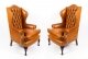 Bespoke Pair Leather Queen Anne Wingback Armchairs Bruciato | Ref. no. 09048f | Regent Antiques