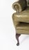 Bespoke Pair Leather Queen Anne Wingback Armchairs Alga Green | Ref. no. 09048h | Regent Antiques