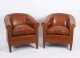Bespoke Pair English Handmade Amsterdam Leather Arm Chairs Malt | Ref. no. 09085g | Regent Antiques