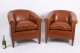 Bespoke Pair English Handmade Amsterdam Leather Arm Chairs Malt | Ref. no. 09085g | Regent Antiques
