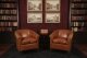 Bespoke Pair English Handmade Amsterdam Leather Arm Chairs Malt | Ref. no. 09085g | Regent Antiques