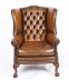 Antique Pair Leather Chippendale Wingback Armchairs c.1920 | Ref. no. 09983 | Regent Antiques