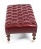 Bespoke Button Backed  Burgundy Leather Stool Ottoman 2ft 8" x 1ft 10" | Ref. no. A1335 | Regent Antiques