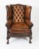 Antique Pair Leather Chippendale  Revival Wingback Armchairs c.1920 20th C | Ref. no. A1789 | Regent Antiques