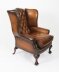 Antique Pair Leather Chippendale  Revival Wingback Armchairs c.1920 20th C | Ref. no. A1789 | Regent Antiques