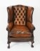 Antique Pair Leather Chippendale  Revival Wingback Armchairs c.1920 20th C | Ref. no. A1789 | Regent Antiques