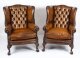 Antique Pair Leather Chippendale Wingback Armchairs c.1920 | Ref. no. A1789 | Regent Antiques