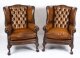 Antique Pair Leather Chippendale Wingback Armchairs c.1920 | Ref. no. A1789 | Regent Antiques