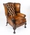 Antique Pair Leather Chippendale Wingback Armchairs c.1920 | Ref. no. A1789 | Regent Antiques