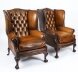 Antique Pair Leather Chippendale Wingback Armchairs c.1920 | Ref. no. A1789 | Regent Antiques