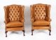 Bespoke Pair Leather Chippendale Wingback Armchairs & Pair Stools  Bruciato | Ref. no. A2678a | Regent Antiques