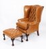 Bespoke Leather Pair  Chippendale Wingback Armchairs Bruciato | Ref. no. A2678b | Regent Antiques