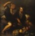 Antique Painting Grape and Melon Eaters After Bartolome\